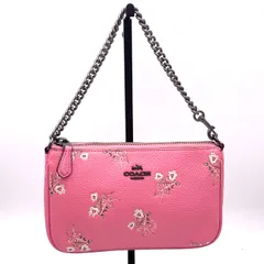 【中古】良品 COACH コーチ	フラワー レザー チェーン ハンド アクセサリー ポーチ fY03199N