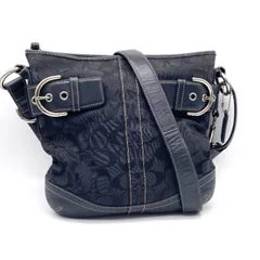 【中古】良品 COACH コーチ シグネチャー キャンバス レザー ショルダー バッグ fY11221N