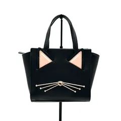 【中古】良品 Kate Spade ケートスペード キャット ロゴ レザー ハンド バッグ fY11257N