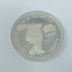 1510 アメリカ ロサンゼルス五輪公式記念 1ドル銀貨 1983年 オリンピック選手 鷲の意匠 ケース入り 約26g 銀貨のサムネイル