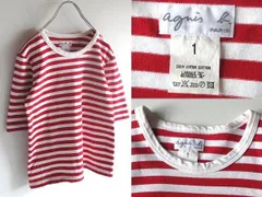 希少 90s-00sビンテージ agnes b. アニエスべー コットン ボーダーTシャツ 半袖 カットソー 1 赤白 レッド ホワイト 日本製