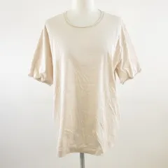 ナノユニバース nano universe Dresstee カットソー Tシャツ 半袖 ピンクベージュ L *T786