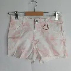 M1-03081 【Women】 repipi armario (レピピアルマリオ) デニムショートパンツ (M) / 白×ピンク マーブル K-夏のサムネイル