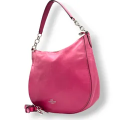 【良品】コーチ COACH 2WAY ショルダーバッグ ホーボー 斜め掛け ワンショルダー レザー スエード 本革 ピンク 37755 チェーン シルバー金具 カジュアル 差し色 軽量 デイリー レディース 鞄 カバン s67