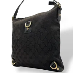 グッチ GUCCI ショルダーバッグ クロスボディ 斜め掛け可 アビー Dリング GGキャンバス レザー 本革 ブラック 黒 ゴールド金具 ヴィンテージ ビンテージ クラシック エレガント メンズ レディース ユニセックス 鞄 カバン 希少 レア U17