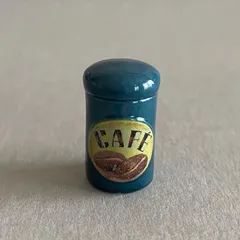 コーヒーキャニスターのフェーブ／カフェ／心ほどけるコーヒータイム／フランス雑貨／陶器ミニチュア／ブロカント／ヴィンテージ／蚤の市／幸運の小さな陶器