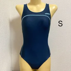 H515アディダス♪水色パイピングネイビーのレディーススポーツ水着♪フィットネスやトレーニングや撮影用にも♪サイズSのサムネイル
