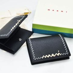 極美品 国内タグ付】マルニ 三つ折り財布 メンディング 黒 付属品完備