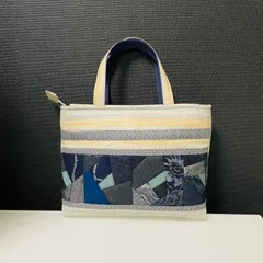 ハンドメイド　着物リメイク　パッチワークトートバッグ　31 大島紬