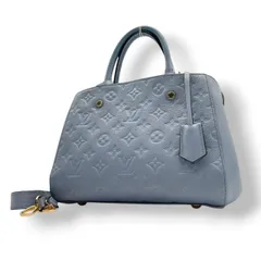 美品 ルイヴィトン LOUIS VUITTON ハンドバッグ モンテーニュBB モノグラムアンプラント レザー 2WAY ショルダーバッグ ハンドバッグ ライトブルー 斜め掛け クロスボディ 自立可 レディース 上品 クラシック エレガント 鞄 s18