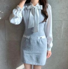 Rosé Muse Ribbon tie tweed mini onepiece - メルカリ