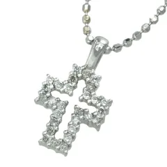 【本物保証】 新品同様 クロス 十字架 ネックレス 約2.2g K18WG メレダイヤモンド0.12ct ノーブランド No brand