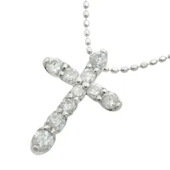 【本物保証】 新品同様 クロス ネックレス 2.2g K18WG ホワイトゴールド メレダイヤモンド 0.50ct 十字架 ノーブランド No brand