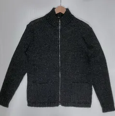 JUN MEN ジュンメン 80s 90s vintage ウールアクリル シルク混 ミドルゲージ フルジップ ドライバーズ ニット ジャケット size.? L程度のサムネイル