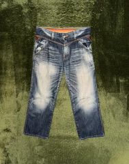 クラウンコレクティブ スカルプリント ウォッシュ デニムパンツ W34