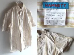 希少 ビンテージ KATHARINE HAMNETT LONDON キャサリンハムネット ロールアップ袖 シャドーフラワー柄 ストライプシャツ Mのサムネイル