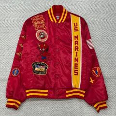 Random スタジャン 完全受注生産 袖レザー スカル 刺繍 スワロ 擦れ有