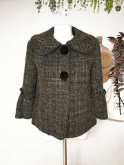 OLIVE des OLIVE 복실 트위드 フリル袖 ショートコート 55 ブラック
