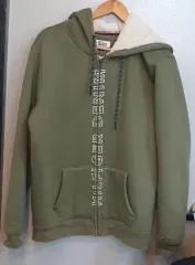 トミーヒルフィガー デニム 起毛 ジップアップ カーキ XL