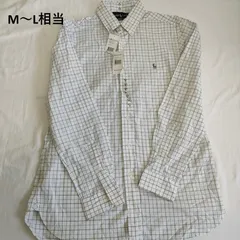 【M〜L】海外古着　新品　ラルフローレン　POLO　RALPHLOREN　長袖シャツ　ホワイト　チェック　緑　青