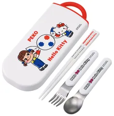 新品 スケーター(Skater) カトラリーセット 子供用 お弁当 箸 スプーン フォーク 日本製 スライド式 名前シール付 抗菌 トリオセット サンリオ ペコちゃん×ハローキティ TACC2AG-A