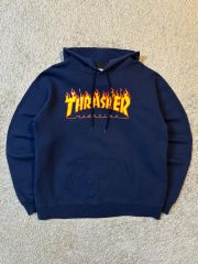 THRASHER プルオーバーパーカー ブルー XL - メルカリ