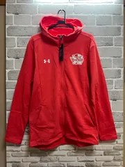 Y【Y7-36】◇ UNDER ARMOUR　LGサイズ　Tリーグ　日本生命レッドエルフ　ジップアップパーカー　薄赤色