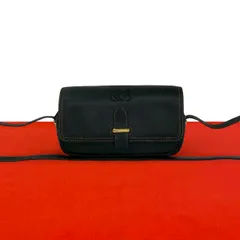 極 美品 LOEWE ロエベ ヴィンテージ アナグラム ロゴ レザー 本革 ミニ ショルダーバッグ ポシェット サコッシュ ブラック 03047