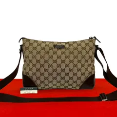 極 美品 GUCCI グッチ GG キャンバス レザー 本革 ショルダーバッグ