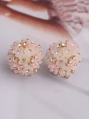 ジュエリー レディース イヤーアクセサリー  1ペア バレンタインデー用 ラインストーン装飾フラワースタッドピアス