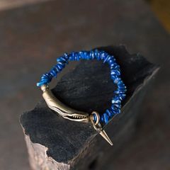 最高級バングル】天然石ラピスラズリ ブレスレット 14.3mm✨1191 