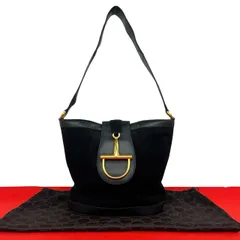 極 美品 袋付き GUCCI グッチ オールドグッチ ヴィンテージ ホースビット 金具 スウェード レザー セミ ショルダーバッグ ブラック 30191