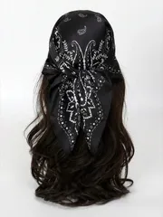 アクセサリー レディース スカーフ 1枚 レディース バンダナ風 ペイズリー柄 シルキー スクエアスカーフ ヘッドラップ ヘアアクセサリー、ドレスの日常使いに適しています