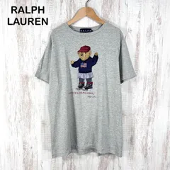 90s RALPH LAUREN ラルフローレン ポロベア プリント Ｔシャツ グレー メンズ 半袖 トップス