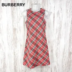 美品 BURBERRY BLUE LABEL バーバリーブルーレーベル ホースロゴ刺繡 ノバチェック 総柄 ノースリーブ ワンピース ピンク レディース