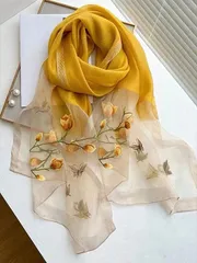 アクセサリー レディース スカーフ 花柄 刺繍 ロングスカーフ レディース 日常 ストール パシュミナ エレガントなファッションアクセサリー 1枚