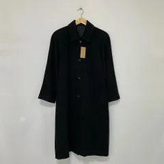 日本 ヴィンテージ ブラック ボタン ロングコート カシミア 100%