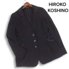 HIROKO KOSHINO ヒロココシノ 通年★ ステッチ ジャケット ブレザー Sz.40 レディース 黒のサムネイル
