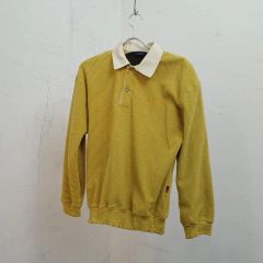 90s イタリア製 デザイン ニットポロ イエロー フェイクファー 