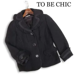 TO BE CHIC トゥービーシック 通年 背抜き★ フリル ジャケット Sz.40　レディース 黒のサムネイル