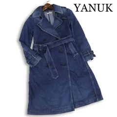 YANUK ヤヌーク 通年 ウォッシュ USED加工♪ デニム ロング トレンチコート Sz.S レディースのサムネイル