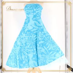 美品 フラダンス衣装】スカイブルー Maunaloa ワンピース ドレス 水色