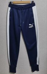 新品 プーマ トラックパンツ XL ブルー ジャガード 総柄 ジョガー 