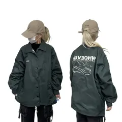 日本 ヴィンテージ カーキ プリンティング BIG ロゴ オーバーサイズ ウィンドブレーカー トラック COACH コーチ ジャケット M