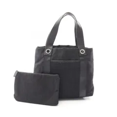 ブルガリ BVLGARI ハンドバッグ ロゴマニア ブラック キャンバス レザー ロゴマニア ハンドバッグ レディース Used B
