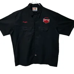 CHM Dickies 半袖ワークシャツ ブラック 刺繍ロゴ 企業系 RUGBY Arkansas ネーム刺繍 ポリコットン 3XL ビッグサイズ メンズ レディース ユニセックス 古着