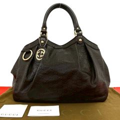 極美品 GUCCI シマ オール レザー ブラック ゴールド トートバッグ