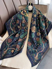 アクセサリー レディース スカーフ 1枚 ファッショナブルな花柄プリントポリエステルカジュアルスクエアスカーフ、ボヘミアンスタイルのドレス用