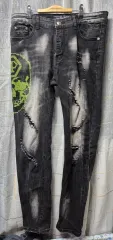 PHILIPP PLEIN(フィリッププレイン) スカル ディス ブラック デニム パンツ 33 34"のサムネイル