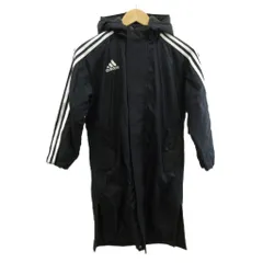 アディダス adidas ベンチコート ジャケット 上着 子供服 130 黒 ブラック 中綿入り ボア スポーツウェア 長丈 フード付き 長袖 /GR ■ECA004